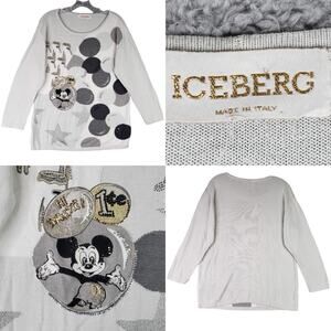 Iceberg Vtg Disney Sweater Mickey Mouse White Pullover Women’s Medium Flaw